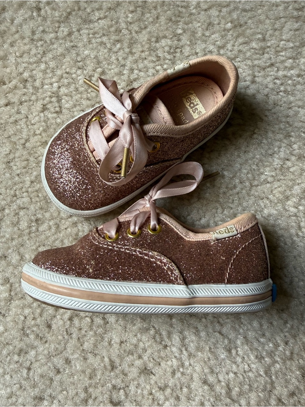 Keds by Kate Spade rose gold glitter sneakers